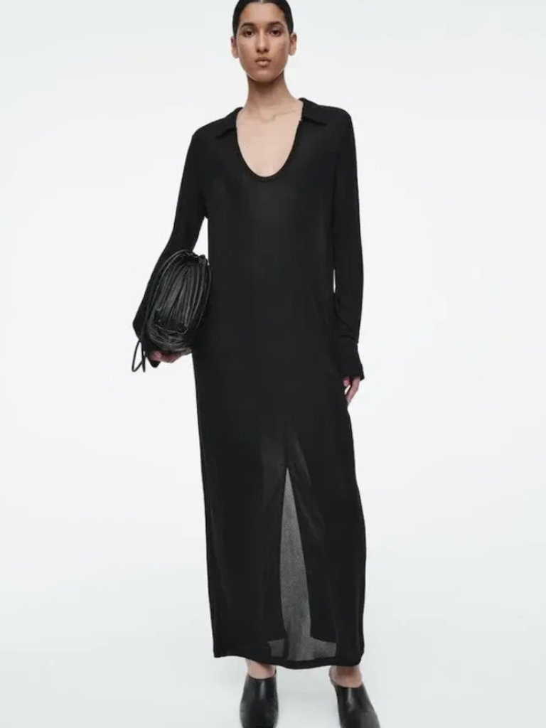 Cos Scoopneck Polo Maxi Dress Black